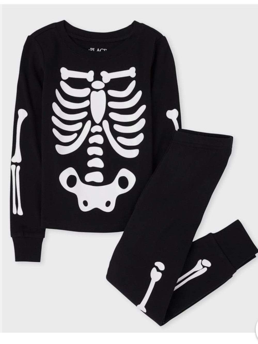 Childrens Place Kids Glow Skeleton Snug Fit Cotton Pajamas - Black 8